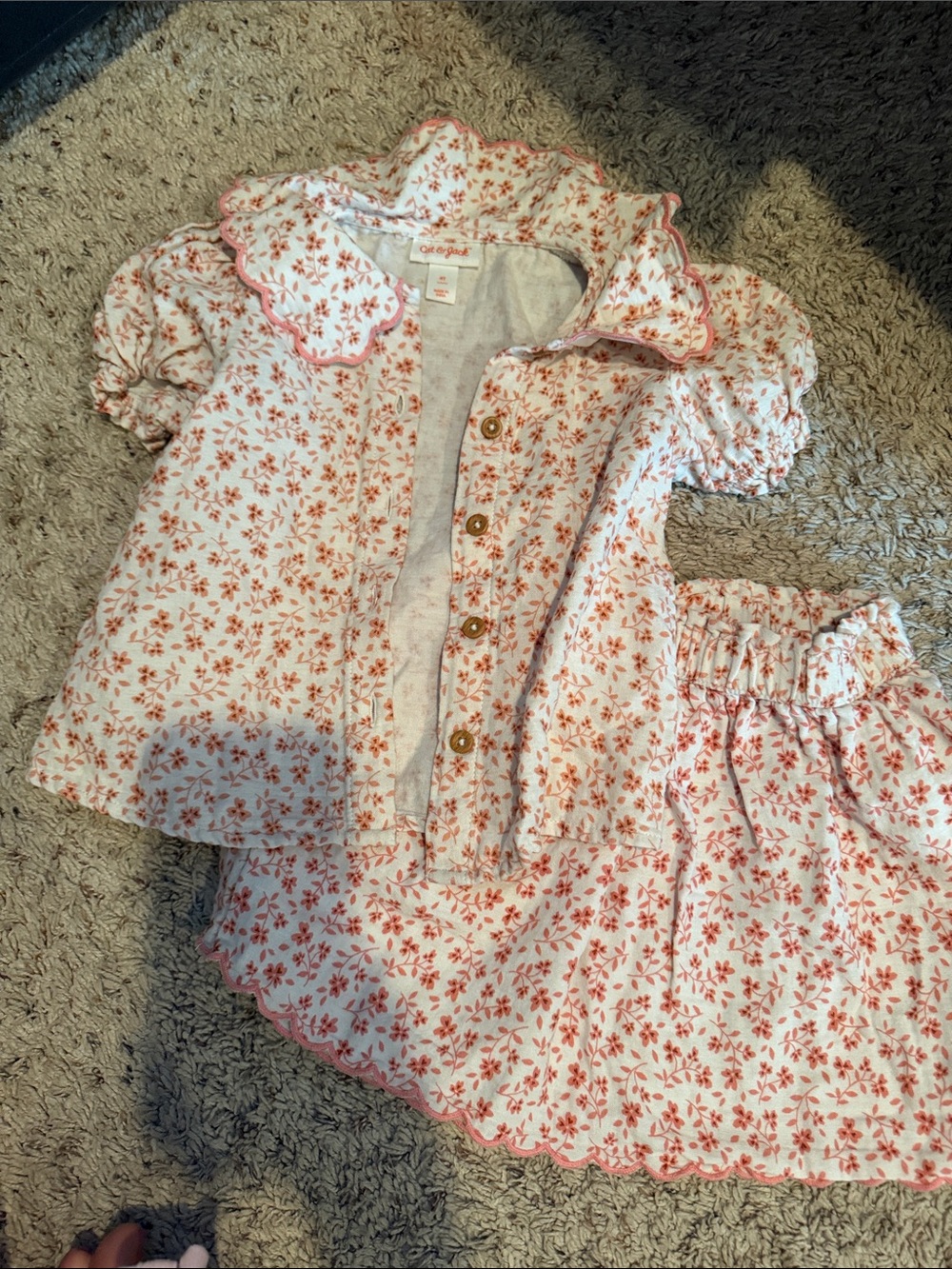 Cat & Jack White and Pink Floral Two-Piece Pajama Set
